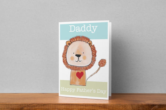 Daddy Happy Fathers Day Lion A5 card