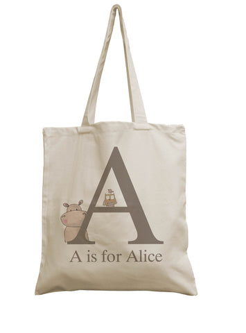 Personalised Baby Initial Natural canvas bag