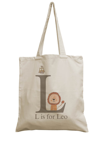 Personalised Baby Initial Natural canvas bag