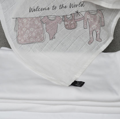 Personalised floral Washing Line Baby Muslin Square