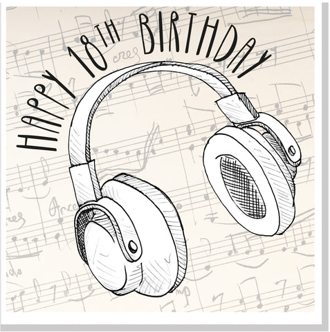 Headphones 18th Birthday square card