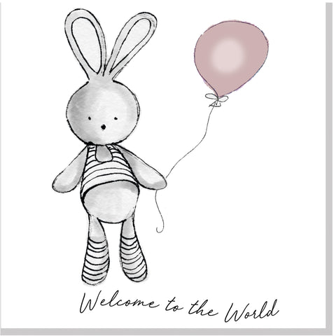 Welcome Bunny Balloon square card