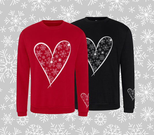 Snowflake Heart Crew Neck Sweatshirt